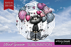 Whimsical Cat Wind Spinner Sublimation PNG - Valentines Day Product Image 1
