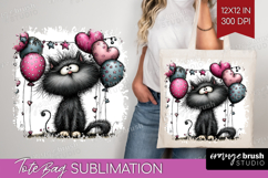 Whimsical Cat Tote Bag - Valentines Day Tote Bag PNG Product Image 1