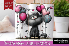 Whimsical Cat Tumbler Wrap - Valentines Day Tumbler PNG Product Image 1