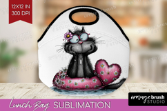 Whimsical Cat Lunch Bag - Valentines Day Lunch Bug PNG Product Image 1