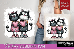 Whimsical Cat Tote Bag - Valentines Day Tote Bag PNG Product Image 1