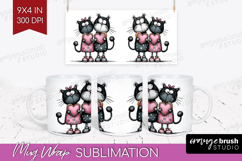Whimsical Cat Mug Wrap - Valentines Day Mug PNG Sublimation Product Image 1