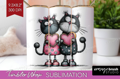 Whimsical Cat Tumbler Wrap - Valentines Day Tumbler PNG Product Image 1