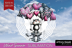 Whimsical Cat Wind Spinner Sublimation PNG - Valentines Day Product Image 1