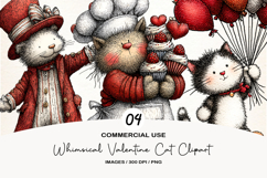 Whimsical Valentine Cat Clipart Product Image 1