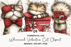 Whimsical Valentine Cat Clipart Product Image 1