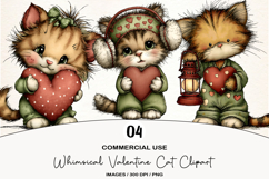 Whimsical Valentine Cat Clipart Product Image 1
