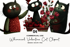 Whimsical Valentine Cat Clipart Product Image 1