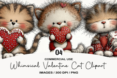 Whimsical Valentine Cat Clipart Product Image 1