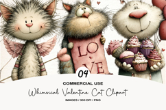 Whimsical Valentine Cat Clipart Product Image 1