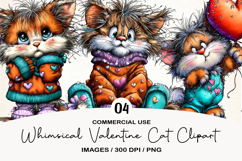 Whimsical Valentine Cat Clipart Product Image 1