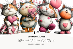 Whimsical Valentine Cat Clipart Sublimation Product Image 1