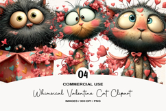 Whimsical Valentine Cat Clipart Product Image 1