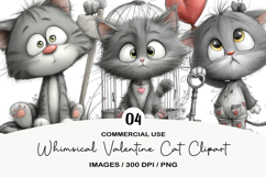 Whimsical Valentine Cat Clipart Product Image 1
