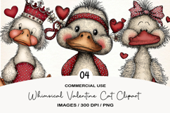 Whimsical Valentine Cat Clipart Product Image 1