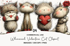 Whimsical Valentine Cat Clipart Product Image 1