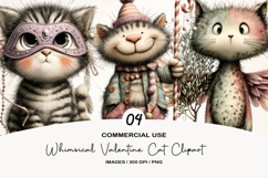 Whimsical Valentine Cat Clipart Product Image 1