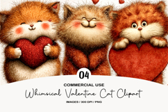 Whimsical Valentine Cat Clipart Product Image 1