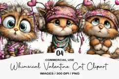 Whimsical Valentine Cat Clipart Product Image 1