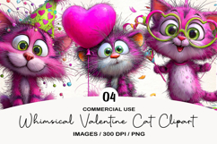 Whimsical Valentine Cat Clipart Product Image 1