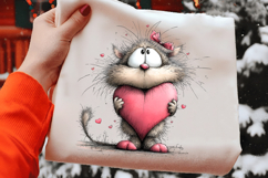 Whimsical Valentine Cat Clipart PNG Product Image 2