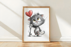 Whimsical Valentine Cat Clipart Product Image 3