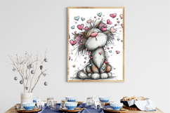 Whimsical Valentine Cat Clipart Product Image 3