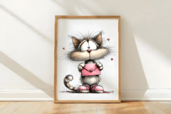 Whimsical Valentine Cat Clipart PNG Product Image 3