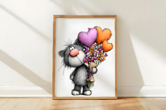 Whimsical Valentine Cat Clipart Product Image 3