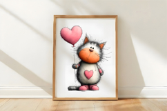 Whimsical Valentine Cat Clipart Sublimation Product Image 3