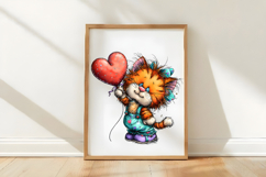 Whimsical Valentine Cat Clipart Product Image 3