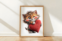 Whimsical Valentine Cat Clipart Product Image 3