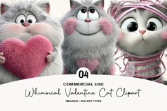 Whimsical Valentine Cat Clipart PNG Product Image 1