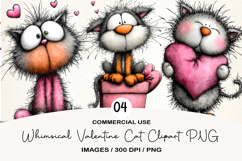 Whimsical Valentine Cat Clipart PNG Product Image 1