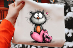 Whimsical Valentine Cat Clipart PNG Product Image 2