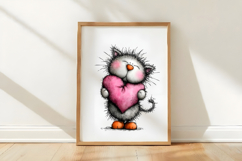 Whimsical Valentine Cat Clipart PNG Product Image 3