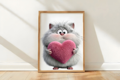 Whimsical Valentine Cat Clipart PNG Product Image 3