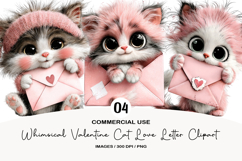 Whimsical Valentine Cat Love Letter Clipart Product Image 1