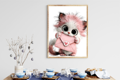 Whimsical Valentine Cat Love Letter Clipart Product Image 3