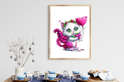 Whimsical Valentine Cat Sublimation Clipart Product Image 3