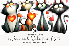 Whimsical Valentine Cats Clipart Product Image 1