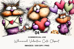 Whimsical Valentine Cats Clipart Product Image 1