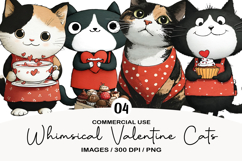 Whimsical Valentine Cats Clipart Product Image 1