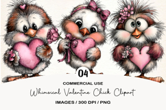 Whimsical Valentine Chick Clipart Product Image 1
