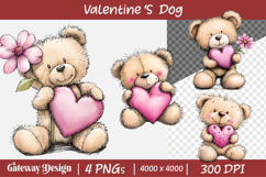 Whimsical Valentine Dogs Clipart Product Image 1