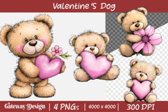 Whimsical Valentine Dogs Clipart Product Image 1