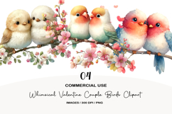 Whimsical Valentine Couple Birds Clipart Product Image 1