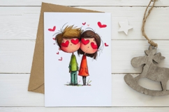 Whimsical Valentine Couple Clipart Product Image 2