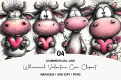 Whimsical Valentine Cow Clipart Product Image 1
