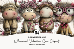 Whimsical Valentine Cow Clipart Product Image 1